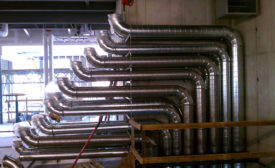 Rows of spiral ductwork